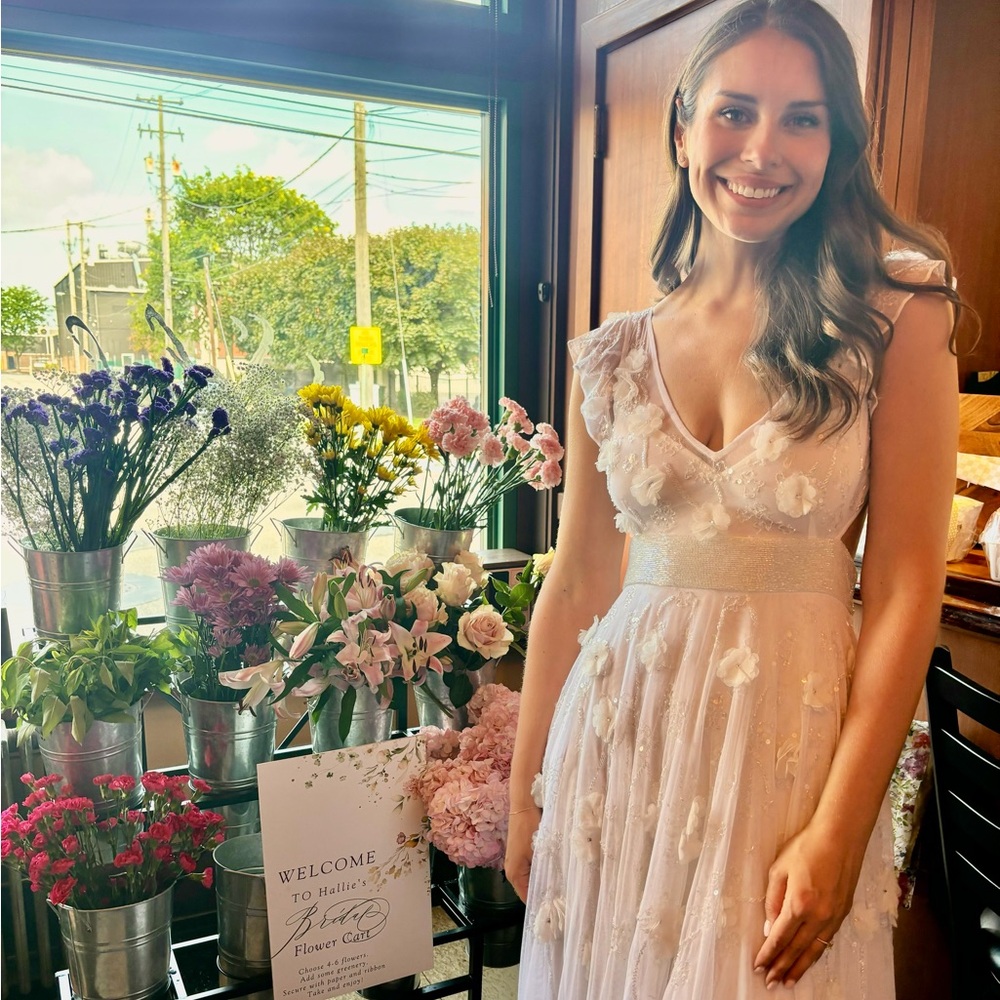 MAC DUGGAL Embellished Lace Up Flowy Gown